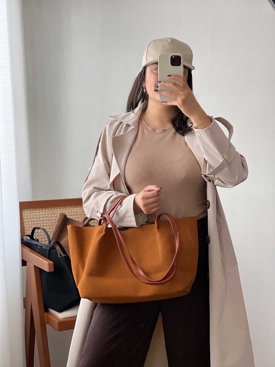 کیف جین سایز بزرگ عسلی