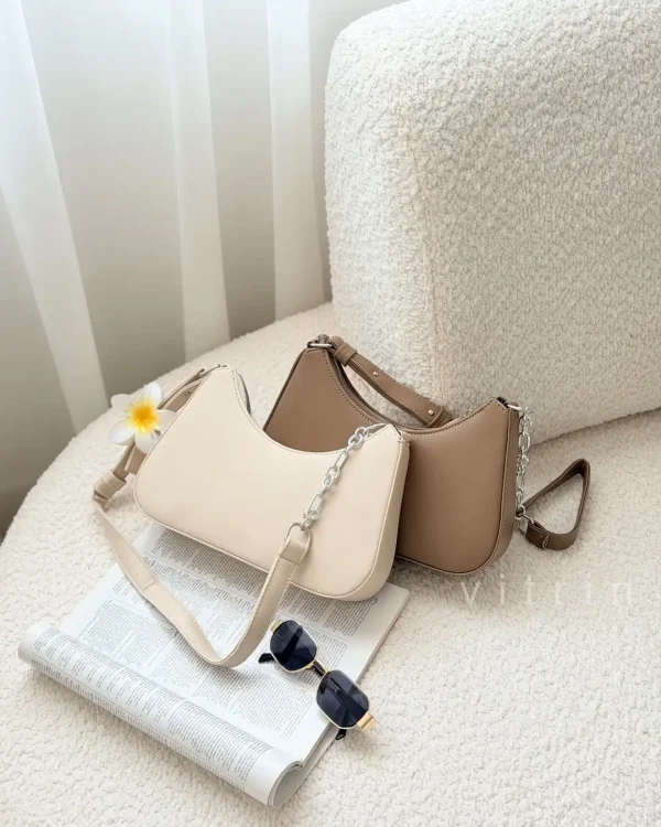 کیف هاوین زنانه رنگ کرم مناسب استایل روزمره